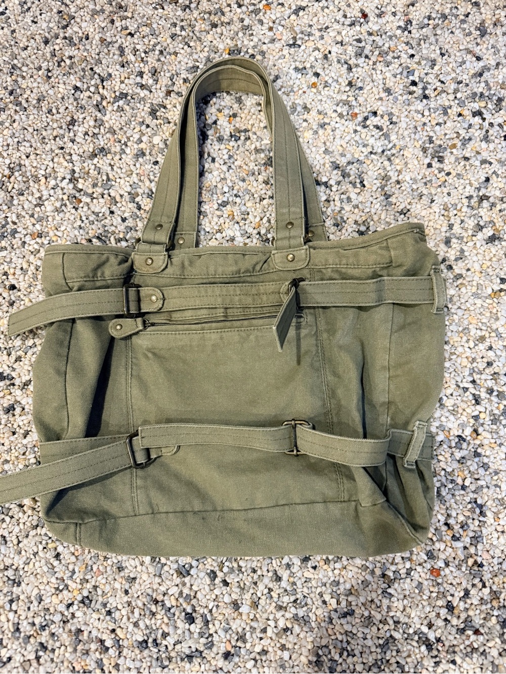 Olive Canvas Utility Tote Bag